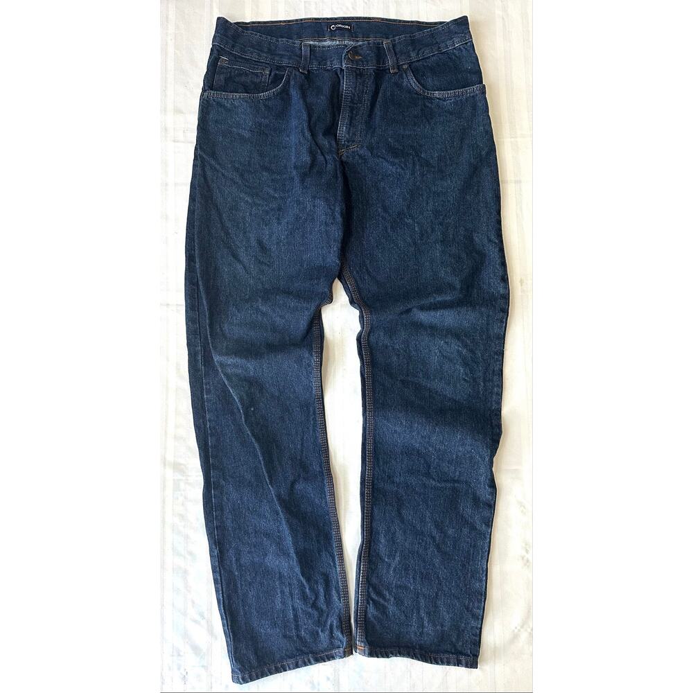 ORIGIN USA Men’s Dark Indigo Blue Denim Jeans Standard Straight Leg Fit 36x34